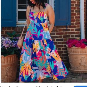 J Crew Size 12 Tropical Print Maxi Tie Back Details Dress